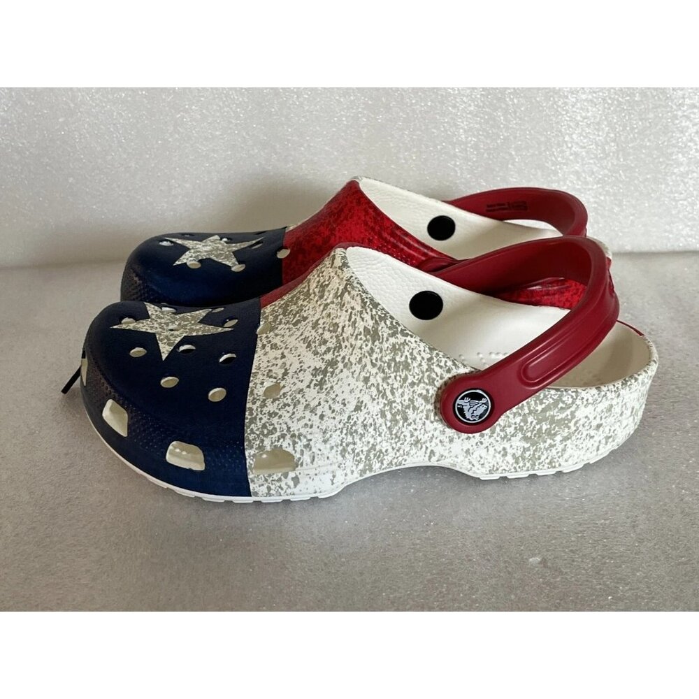 Crocs Classic TEXAS FLAG USA Colors Unisex CLOGS Size Mens 7 Womens 9 Patriotic - Picture 3 of 5